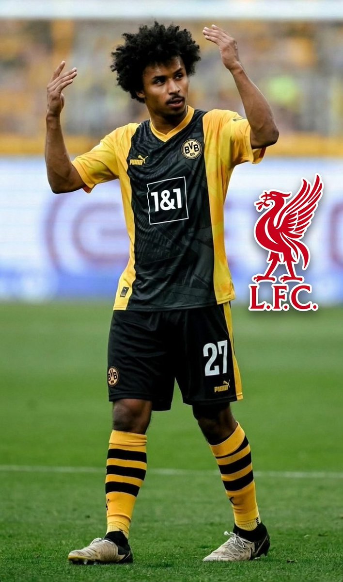 Livin_Liverpool's tweet photo. What do you all think about Karim Adeyemi? 

He's 24. His Dortmund contract expires in 2027. Predominantly a RW. Can play as a LW, CF too. Wont cost a big transfer fee. 

Should Liverpool consider signing him (alongside Barcola) ? 🤔🔴 https://t.co/FqvKg5Bcit