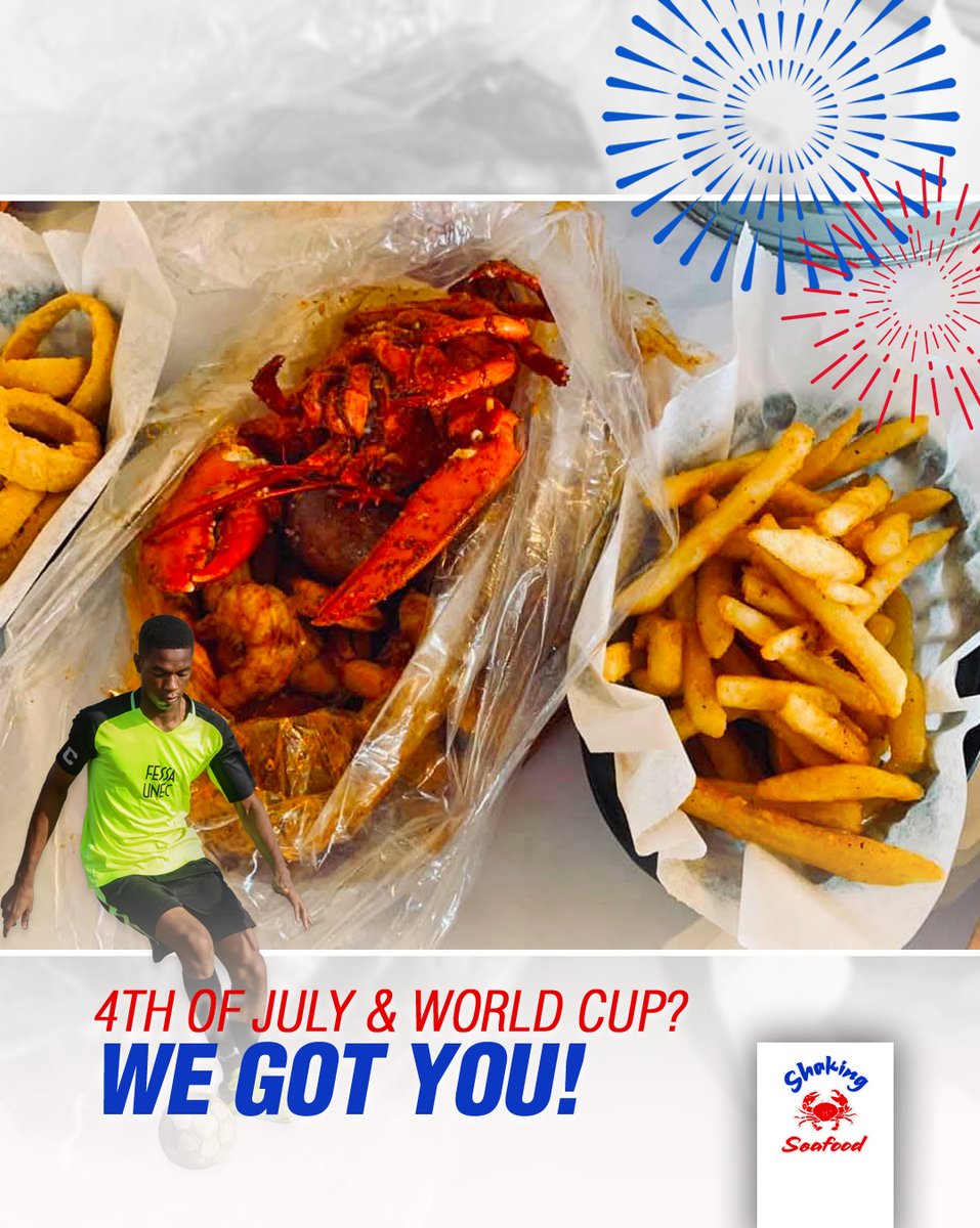 ShakingSeafood_'s tweet photo. Celebrate the 4th of July weekend with delicious seafood and a lively World Cup watch party!

Come catch the first matches of the round of 16 at our Roslindale location.

We’ll be open at our regular hours, so swing by and celebrate with us!
–
#Boston #Massachusetts https://t.co/rHFhLEGKJo