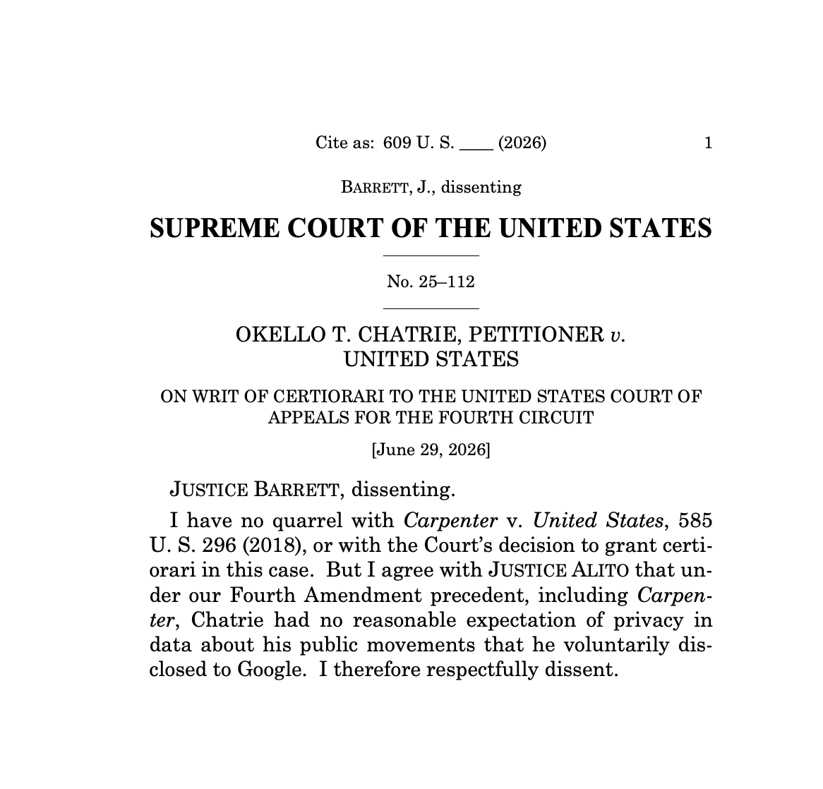 BreannaMorello's tweet photo. 🚨SCOTUS RULING🚨

SCOTUS ruled that when police get your detailed cell phone location history from Google (through a "geofence" warrant), it counts as a Fourth Amendment search. 

This means you have a reasonable expectation of privacy in that data. https://t.co/Avin3Kw9T1