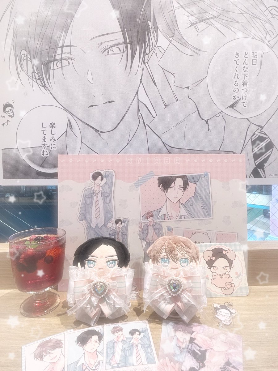Ichigo__Ice_'s tweet photo. カフェ2回目行くつもりなかったけど、また行きたくなって行ってきちゃった🐾ᵕ̈
やっぱり終始かわいすぎて写真が絶えませんでした…⸌̟͂̋⸍̑⸜̑⸝͂ ໋ ໋
自作リボン付けたぬいちゃん余計に愛着湧いちゃって、どの写真にもぬいちゃんいる🥹ᩚ🎀
(@artlicca)
 #鬼暴Cafe 
 #鬼上司・獄寺さんは暴かれたい https://t.co/woTimk5Ond