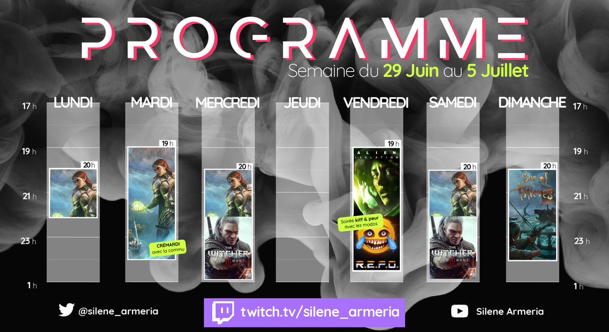 silene_armeria's tweet photo. Coucou la team, joyeux Lundi☀️

Voici le programme de la semaine, le retour de #TheWitcher3, la découverte d'#AlienIsolation, du #SeaOfThieves,  et bien sûr la dose de WIPE sur @TESOnline 

A très vite j'espère sur https://t.co/pUqLMBSBtF 🌸 https://t.co/RjKkZLXn1e