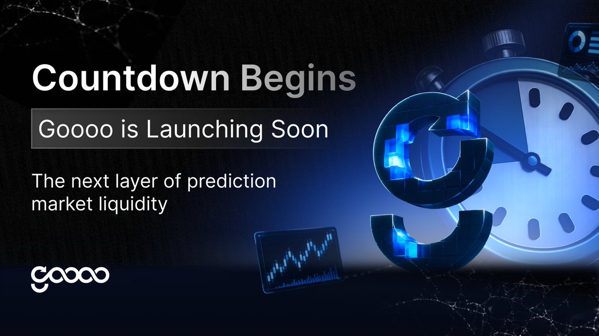 Goooo_io's tweet photo. ⏳ The countdown has begun.

Prediction markets are evolving.
Goooo is almost here, bringing AI-powered intelligence, unified liquidity, and seamless execution to global prediction markets.

This is just the beginning.

🔔 Follow us. You won’t want to miss what’s next. https://t.co/OXfk61176A