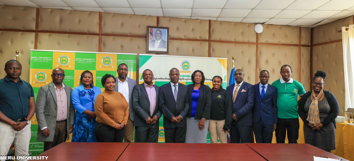 MeruUniversity's tweet photo. Driving Innovation. Empowering Entrepreneurs. Transforming Meru.
Today, the Vice Chancellor, Prof. Romanus Odhiambo PhD, convened a high-level stakeholders' meeting with officials from the Meru County Government and the Meru Chapter of the Kenya National Chamber of Commerce and Industry (KNCCI) to strengthen collaboration in entrepreneurship and innovation.
The discussions focused on commercializing university innovations, nurturing student entrepreneurs and creating pathways for sustainable economic growth through strategic partnerships.
Together, we are shaping the future of entrepreneurship in Meru and beyond.
#meruunivesity #KNCCI #entrepreneurship #InnovationInEducation