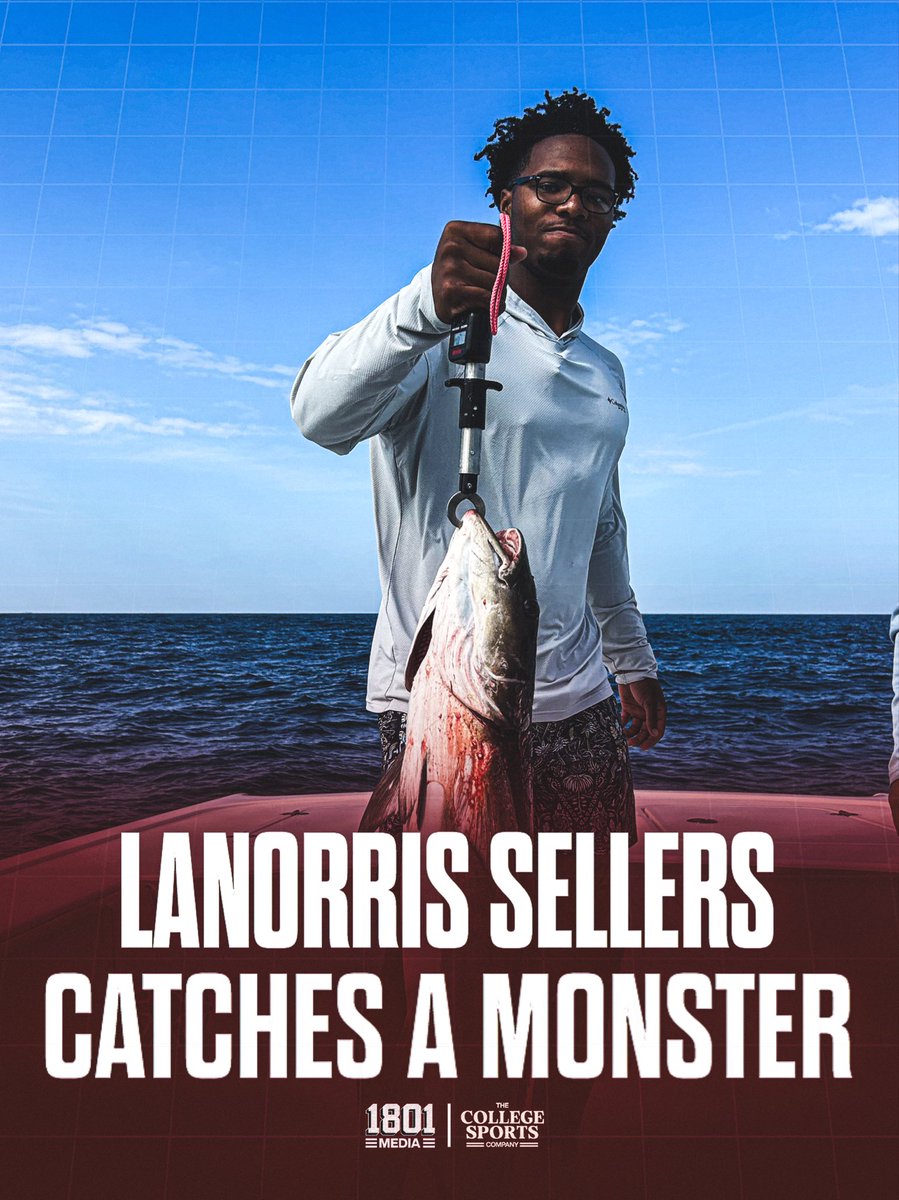 1801MediaCo's tweet photo. QB1 bringing in the fish 😤🔥

@LanorriSellers brings in a HUGE Cobia during Deep Sea Fishing 2026 🤯

Brought to you by Columbia PFG https://t.co/MSESMlaAzd