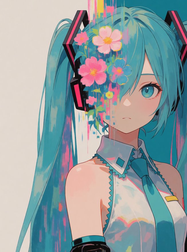 AJI_FRY_ART's tweet photo. めっちゃいいんですけど？？？　ですけど？？？

今までこの表現むずしかったんですよ。

華だけドット絵風にするとか。
一部だけ変更するのって色々技法はあるけど。
めんどくさかったんですよ。

それがプロンプトだけでできるとは。。。 https://t.co/PVl5nYzwer
