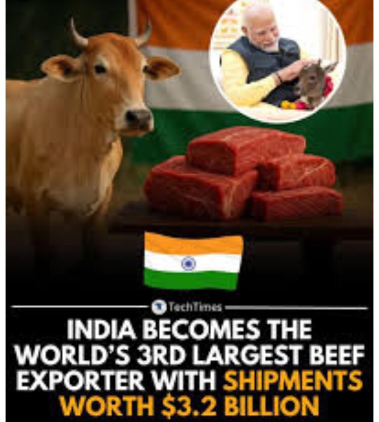 HaskarIt's tweet photo. @narendramodi @StateHouseSey What happens in the rule of a fool: Around the fool Modi.
Many crazy people around him

Stop the beef export 

Stop exporting and declare that the cow is India's national animal.
Idiot https://t.co/7vDtbAlsvh