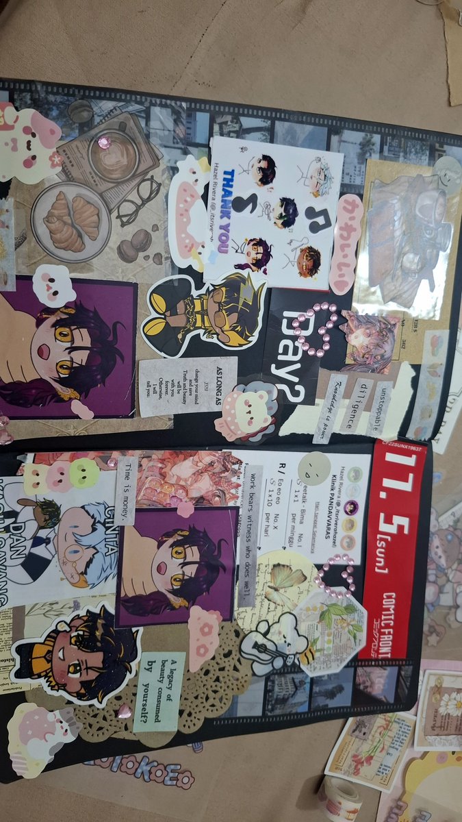 maapy0n's tweet photo. Freebies pdvv cf kemaren aku jadiin journal~ gak ada konsep, berantakan. Asal nempel stok stiker jg tadi~ 🫠🫶 maacii qaqa yg udah bagi2 fribis🫶🫠 https://t.co/DI2ULxBkr1