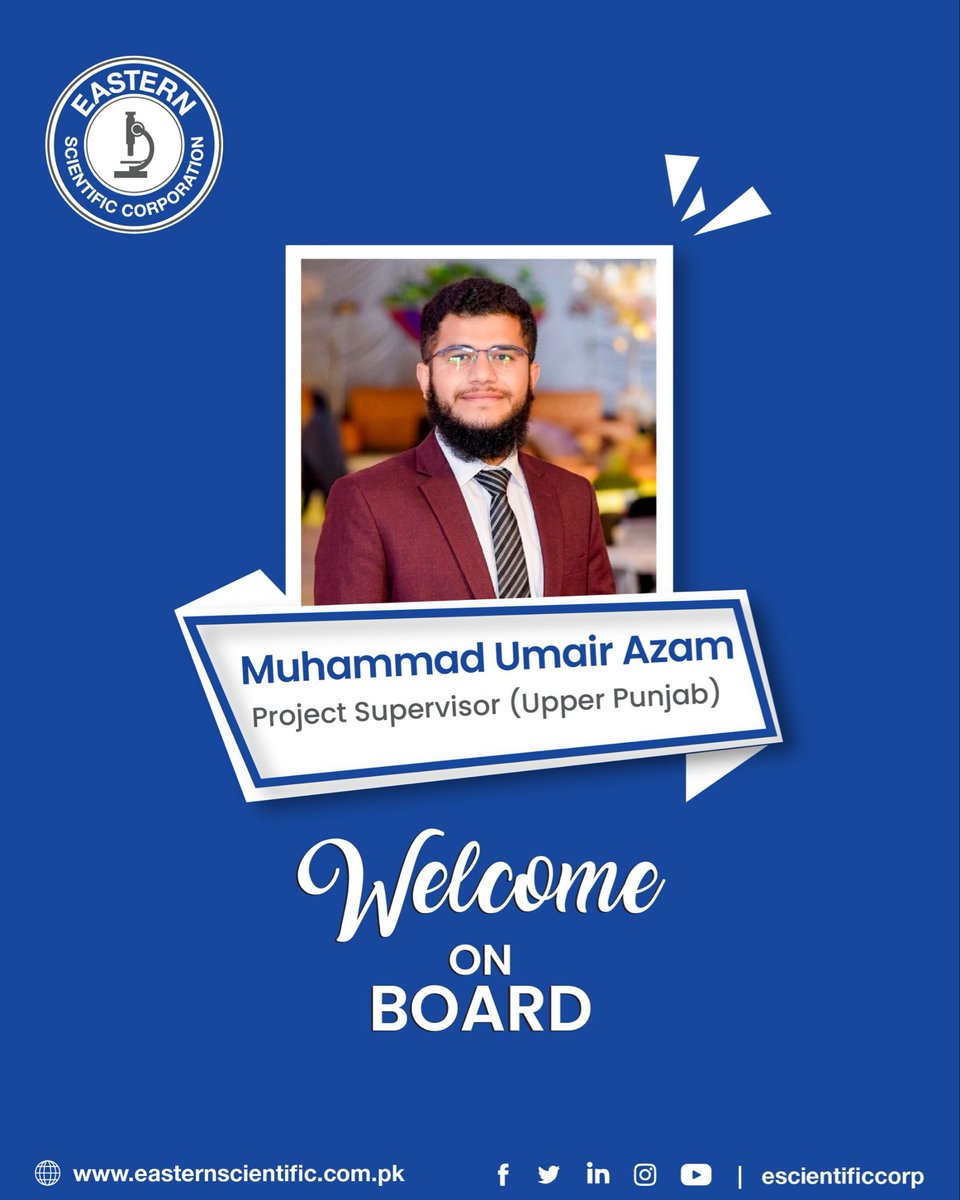 escientificcorp's tweet photo. π Welcome to the Team, Muhammad Umair Azam! π
We are excited to welcome Muhammad Umair Azam to Eastern Scientific Corporation as Project Supervisor β Upper Punjab.
#WelcomeToTheTeam #EasternScientificCorporation #FoodTechnology #QualityManagement #WheatProcurement https://t.co/0ddICyLtRu