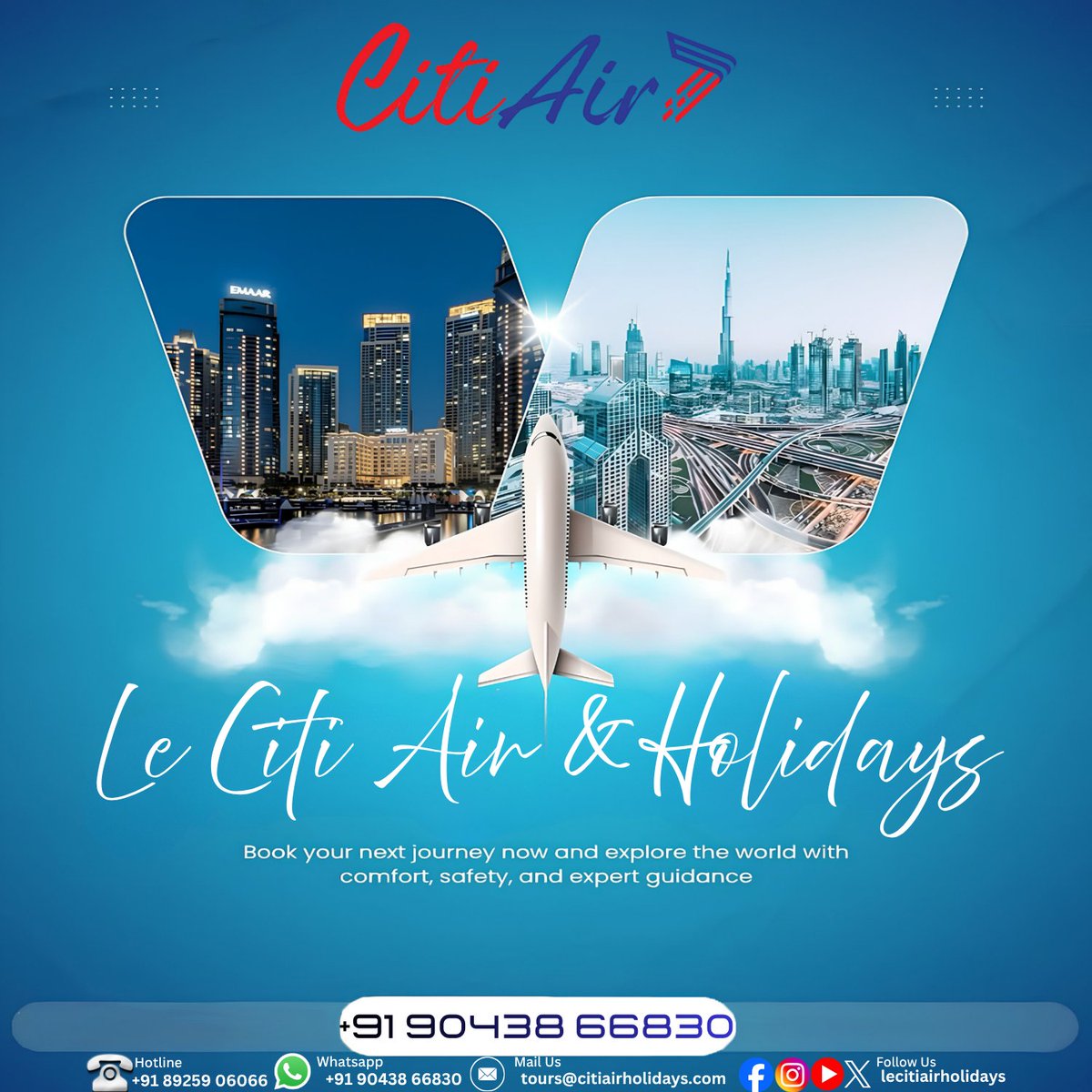 lecitiair's tweet photo. 🌍✈️ Book Your Next Journey with Le Citi Air &amp; Holidays!The world is waiting—where will your next adventure take you?
#Lecitiairholidays #BookNow #TravelWithConfidence #ExploreTheWorld #DreamDestinations #TravelSmart #HolidayDeals #SafeTravel #AdventureAwaits https://t.co/lB2Rrqu5Wm