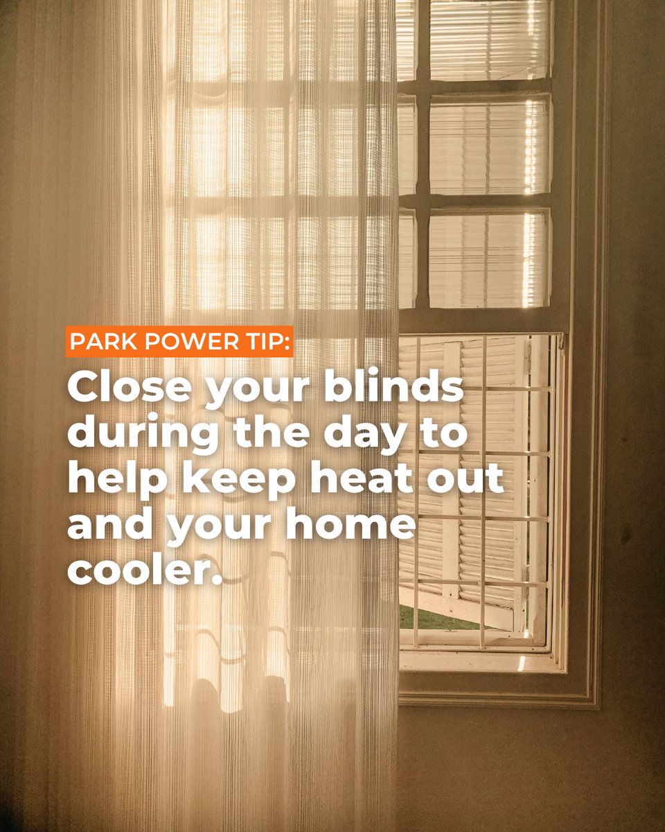 ParkPowerLtd's tweet photo. Park Power Tip 💡

YEG summers can get HOT! Keep your home cooler by closing your curtains and blinds during the day. https://t.co/P2oFSWPYsr