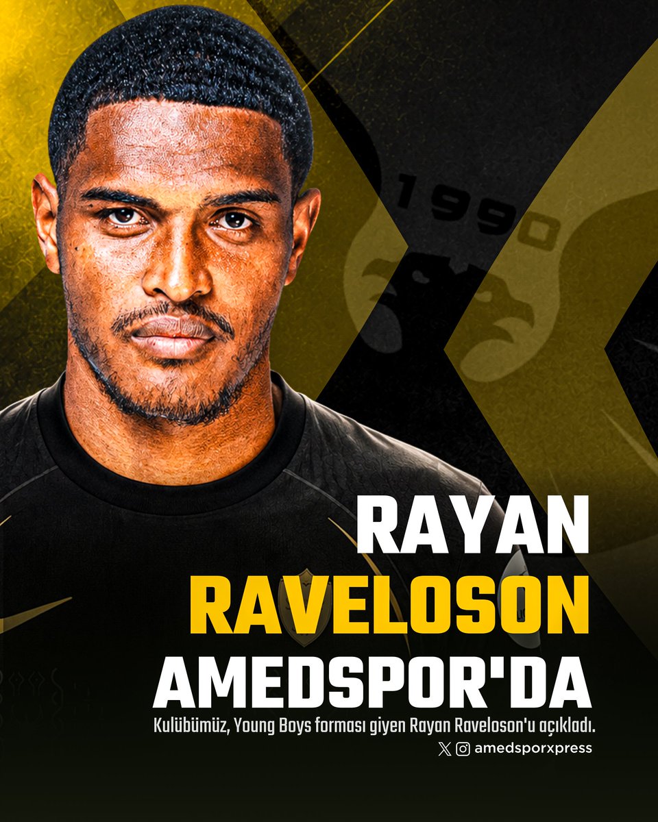 amedsporxpresss's tweet photo. RESMÎ | Rayan Raveloson Amedspor'da.

Kulübümüz, Young Boys forması giyen 29 yaşındaki orta saha oyuncusu Rayan Raveloson ile 2+1 yıllık sözleşme imzaladı. https://t.co/qaFSecZxFV
