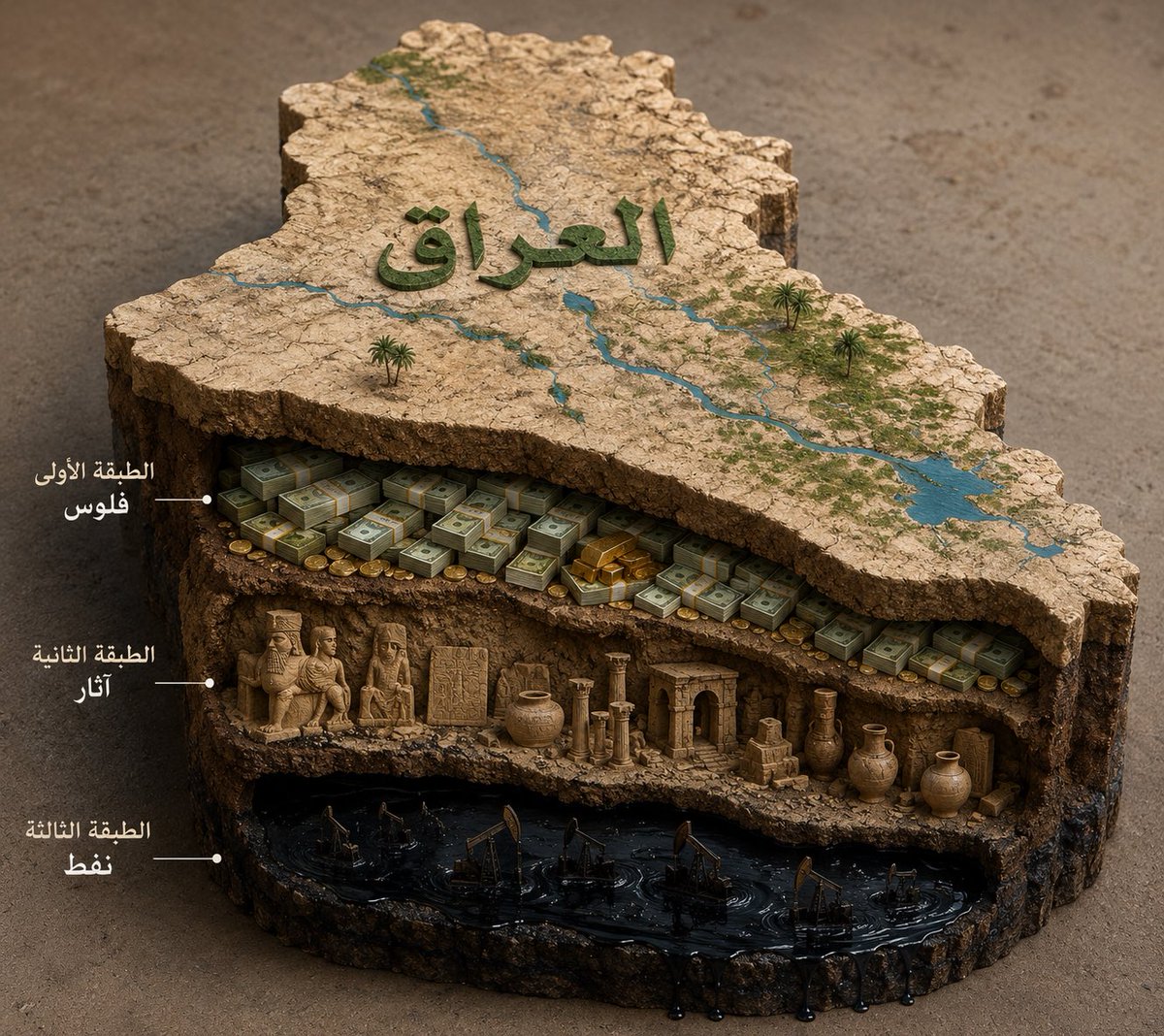 hamza_a2005's tweet photo. في العراق تحفر تطلعلك مليارات !! 
و اذا تحفر اكثر تطلعلك اثار ثمينة !!  
و اذا تحفر اكثر يطلعلك نفط !!! https://t.co/jhTEFe77o5