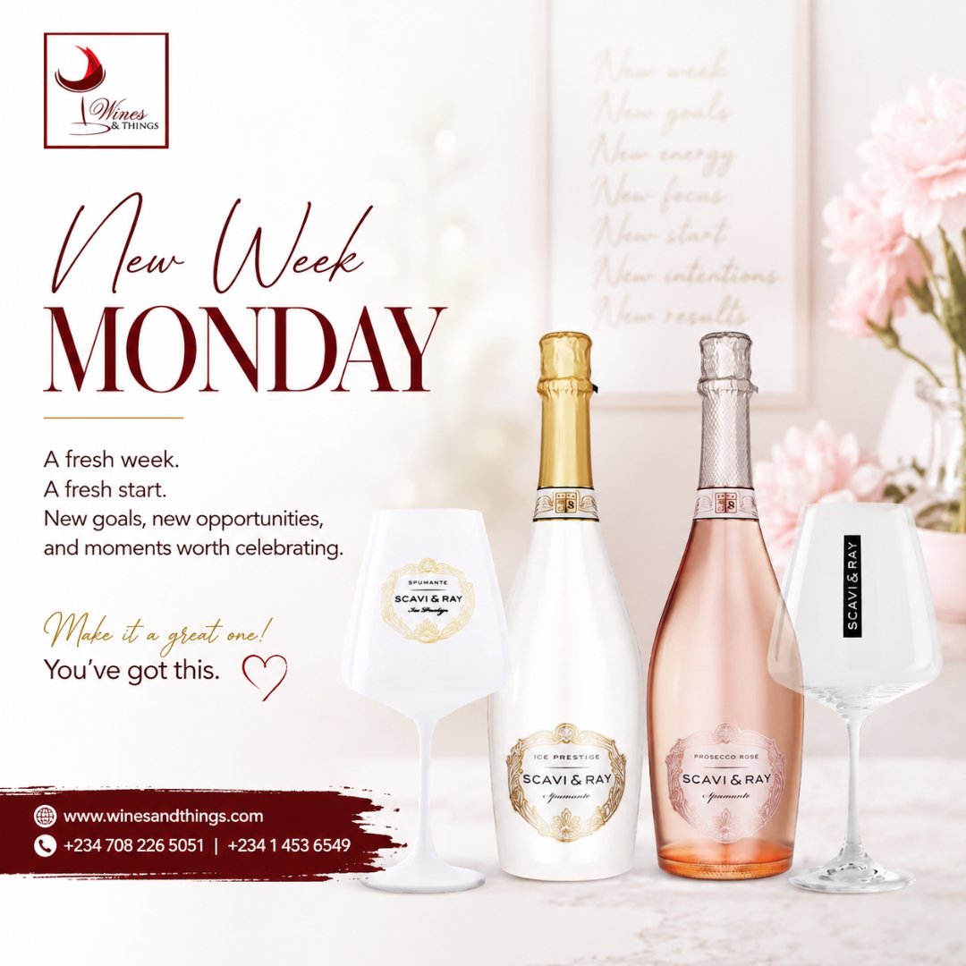 winesandthings's tweet photo. It’s the last Monday of the month  enjoy the moment, sip something sweet 🍇
Scavi &amp; Ray Ice Prestige and Rose is the vibe 🥂
Because every day deserves a little luxury 💫

📞 +234 708 226 5051 | +234 1 453 6549
🌐 https://t.co/O2E3mC3waw #SoftLife #MondayMood #LuxuryLiving https://t.co/CI09D3hZSy