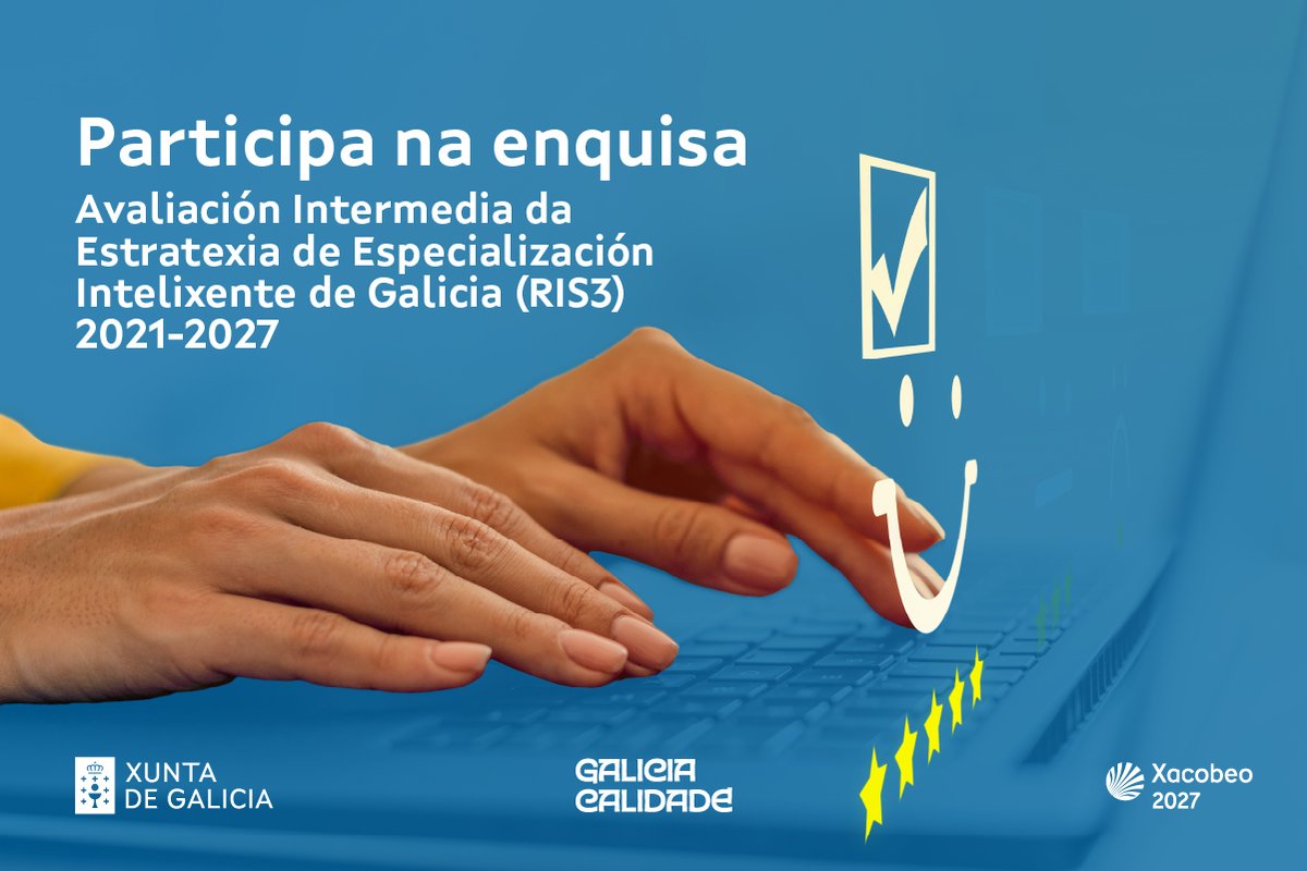 axenciaGAIN's tweet photo. Formas parte do ecosistema de innovación de Galicia? 🫵Precisamos a túa opinión!
Axúdanos a validar a reformulación da Estratexia de Especialización Intelixente #RIS3 (2021-2027) para adaptala ás oportunidades emerxentes en I+D+i 📊
Participa na enquisa: https://t.co/ohNsRF3Mca https://t.co/o22eh8PICG