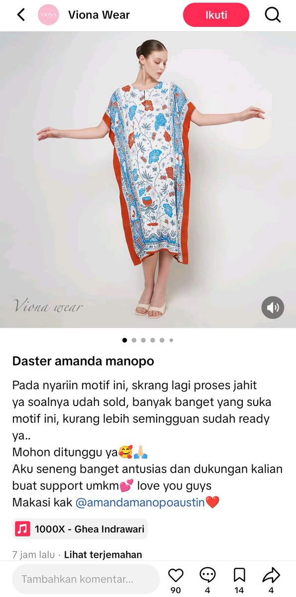 dinoikiimut's tweet photo. Alhamdulillah ini penjual nya sampai soldout karena banyak yg pengen samaan punya daster kaya manda 😭🙏 https://t.co/vDI4TysM2z