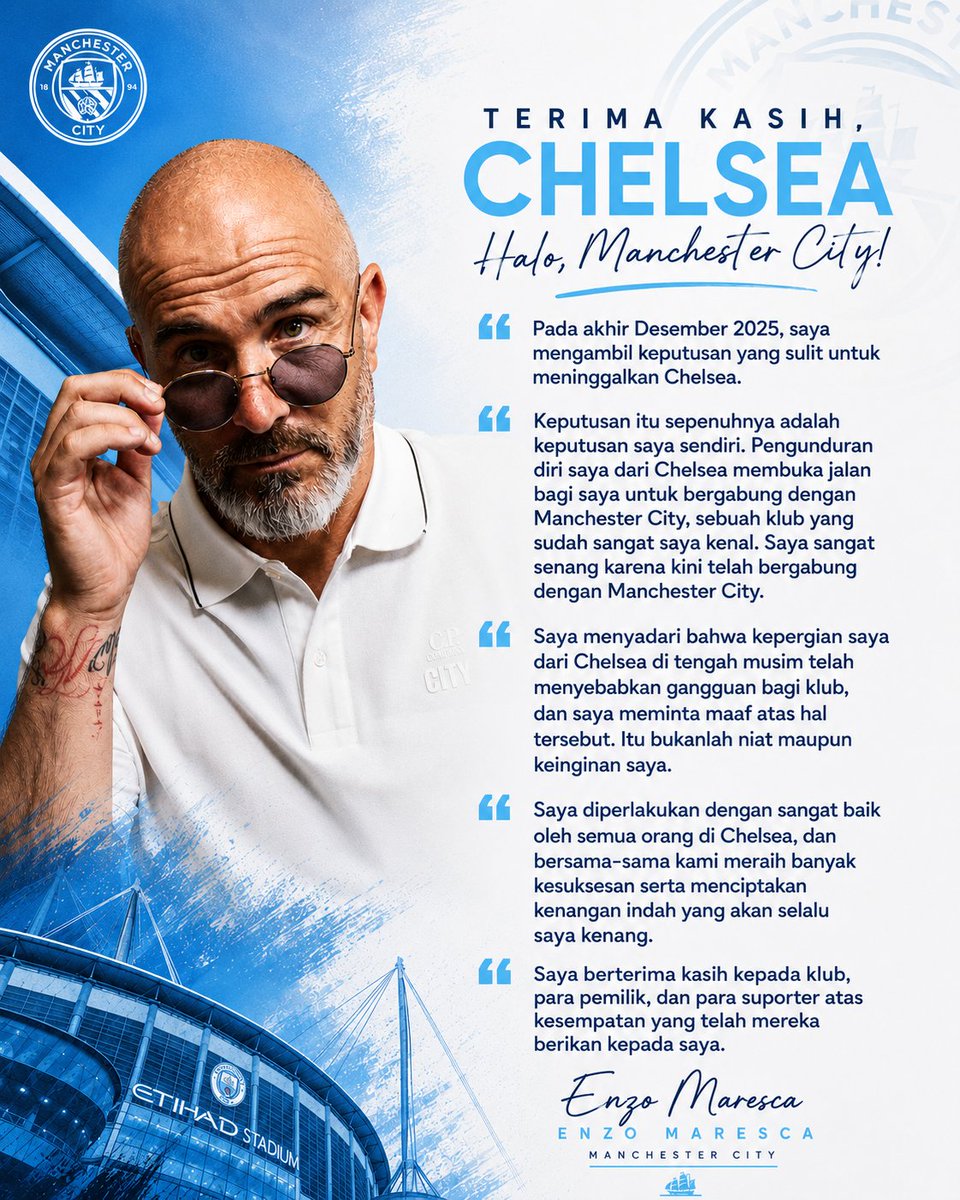 idextratime's tweet photo. 🚨 BREAKING : Pernyataan Enzo Maresca setelah dirinya bergabung dengan Manchester City. 👋 https://t.co/aE0Cojp1g1