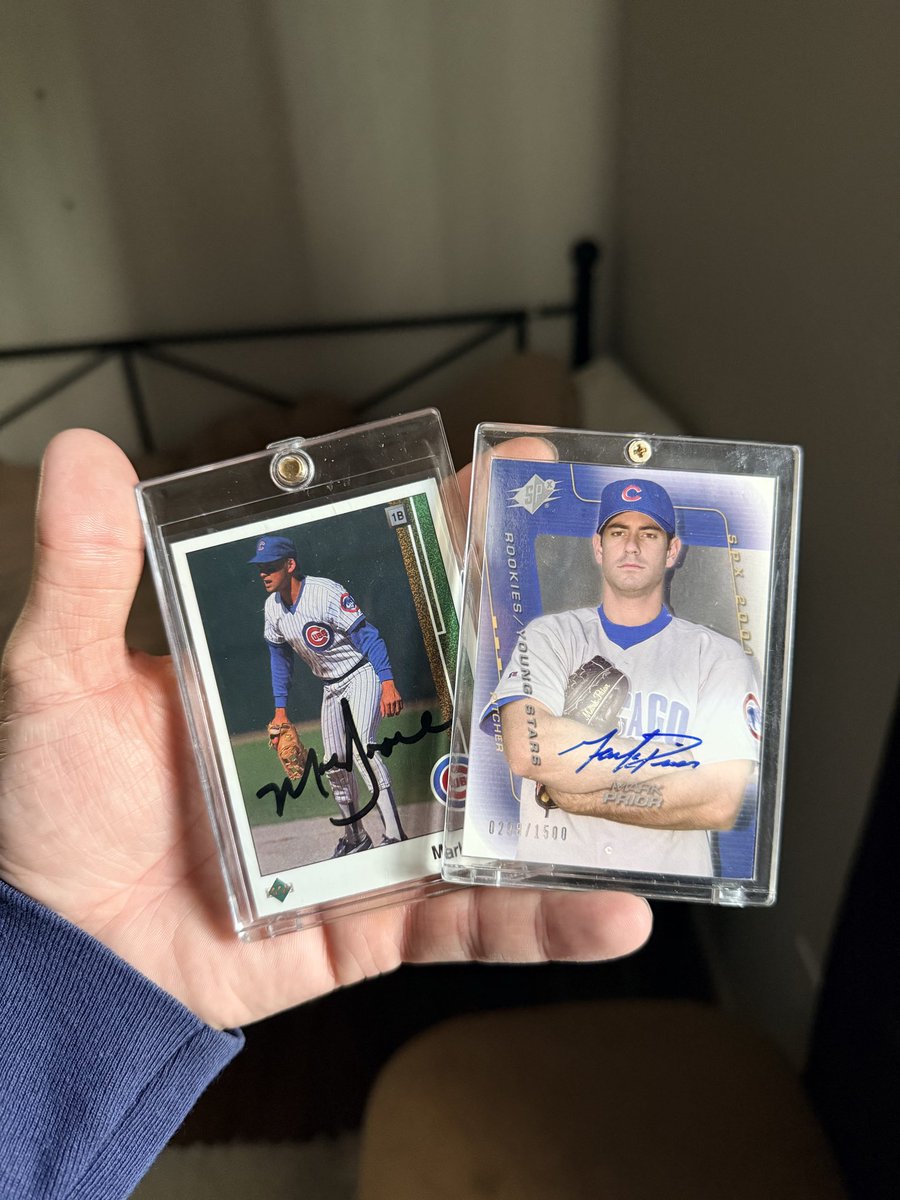 collincollex's tweet photo. Went to my first card show this past weekend &amp; picked up some @Cubs 🐐’s 

#MarkPrior #MarkGrace #collecting https://t.co/dHY1DQZL13