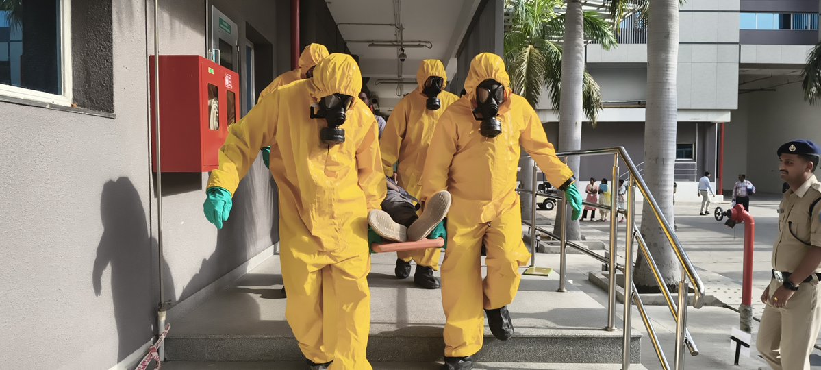 10NDRF's tweet photo. "Prepare today, Protect tomorrow"  

 A Joint Mock Exercise on  Biological Emergency was conducted in coordination with CISF &amp; other stakeholders in Bharat Biotech, HYD  (TG). 

#DisasterAwareness #NDRF #CBRN
@HMOIndia
@NDRFHQ
@ANI 
@BharatBiotech https://t.co/benQ1uKHV1