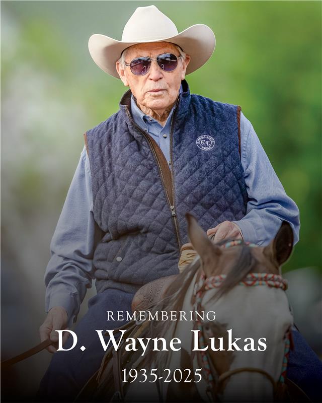 KentuckyDerby's tweet photo. One year without D. Wayne Lukas. Today, we remember the extraordinary legacy he left on Churchill Downs, the sport of Thoroughbred racing, and generations of horsemen.🌹 https://t.co/6CLi5WRyiw