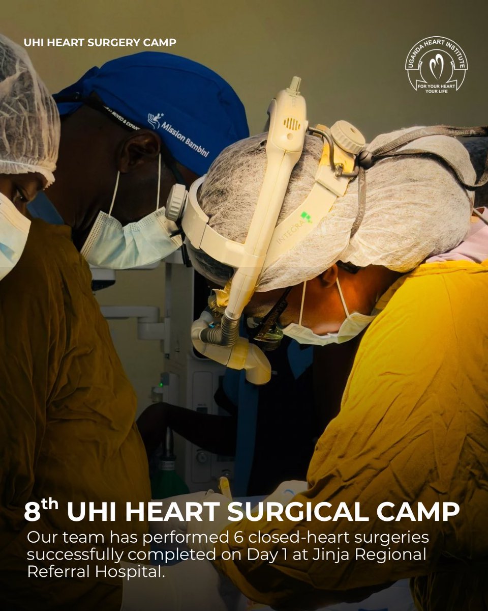 HeartUganda's tweet photo. Day 1 is off to a strong start! 💙

Six children were scheduled for closed-heart surgery today. Five procedures have been successfully completed, the sixth and final surgery is currently underway. 🙏🏽

All the children who have undergone surgery are recovering well in the ICU.

An additional 15 children are scheduled to receive these lifesaving treatments at no cost for the remainder of the week, thanks to the support from the @GovUganda through the @MinofHealthUG. 🤝

#DontMissABeat #JinjaHearCamp #UHI