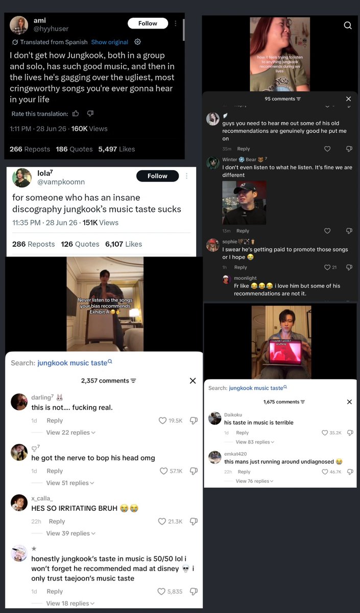 genzstarboy's tweet photo. armys be like, i love jungkook but : "his music taste is so ass" "his album is so basic" "golden is pop and generic, that's why it's successful" "his room is so dark" "he is so childish" "he needs a better friend circle" "he is so annoying" "his outfits are bad" "we should drop seven" "boycott golden merch." so this is army's version of "love" for jungkook?