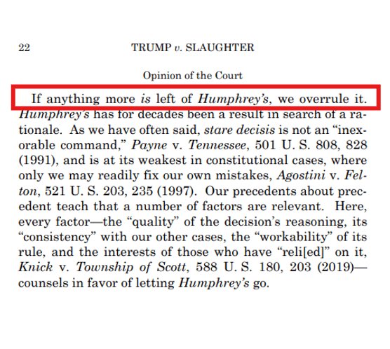 Eric_Schmitt's tweet photo. We just won. Humphrey’s Executor is overruled.

For 90 years, the administrative state used Humphrey's to shield unelected power from the people.

I've been fighting for this for years. I urged the SCOTUS to end it. It's a big win. https://t.co/Vcom5ymOWL