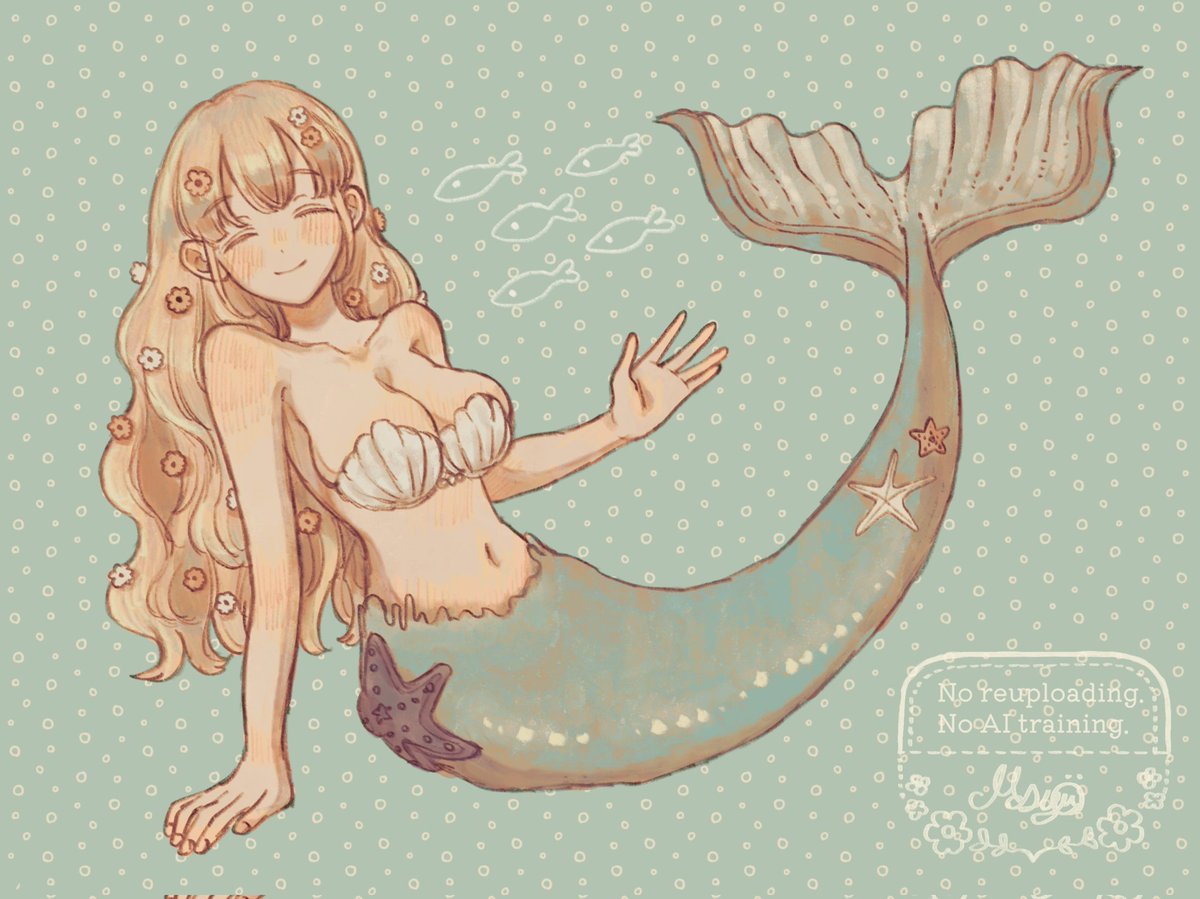 taiyaki0_'s tweet photo. 6月30日は #人魚の日！
うちのOCの人魚ちゃんです🫧🌼 https://t.co/aLo9dG0w7U