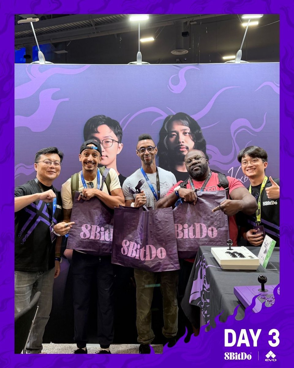 8BitDo's tweet photo. Day 3 of Evo 2026 Las Vegas, that’s a wrap.

Long live fighting games! 

Three days of matches, crowds, and nonstop energy at the 8BitDo booth — and we couldn’t have asked for a better community to share it with.

From first-time players picking up the Arcade Controller Pro, to returning fighters coming back for “one more round,” every moment reminded us why Evo matters.

Thank you to everyone who stopped by, played, competed, and supported us throughout the weekend.

We’re heading home with full hearts!

See you next time — and until then, keep fighting.

#8BitDo #FTG #FGC #Evo #Evo2026 #8BitDoEvo2026 #HereToFight #ArcadeControllerPro