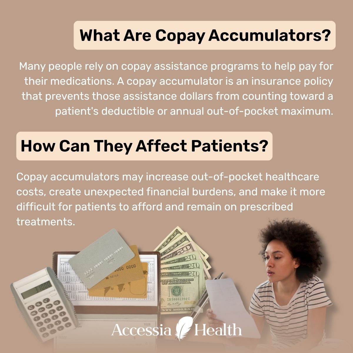 AccessiaHealth's tweet photo. Health insurance is meant to help people access the care they need, but certain insurance practices can create unexpected challenges for patients and families. 

⚠️ Step therapy and copay accumulator programs may delay access to prescribed treatments, increase out-of-pocket costs, and add financial and administrative burdens for those managing chronic, rare, or complex health conditions.

Understanding how these policies work is an important step toward advocating for patient-focused care. Swipe through to learn the basics →

🔗 Read the full blog: https://t.co/nfACV9pmiF

#AccessiaHealth #StepTherapy #CopayAccumulators
