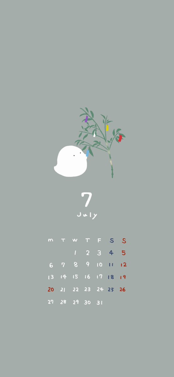 kujirakanransya's tweet photo. \ 7月の待ち受けカレンダーできました /  

公式サイトに背景色違いやイラストのみのもの、pc・タブレット用もございます　よければぜひ🎋 https://t.co/Hw7OxsBPBL