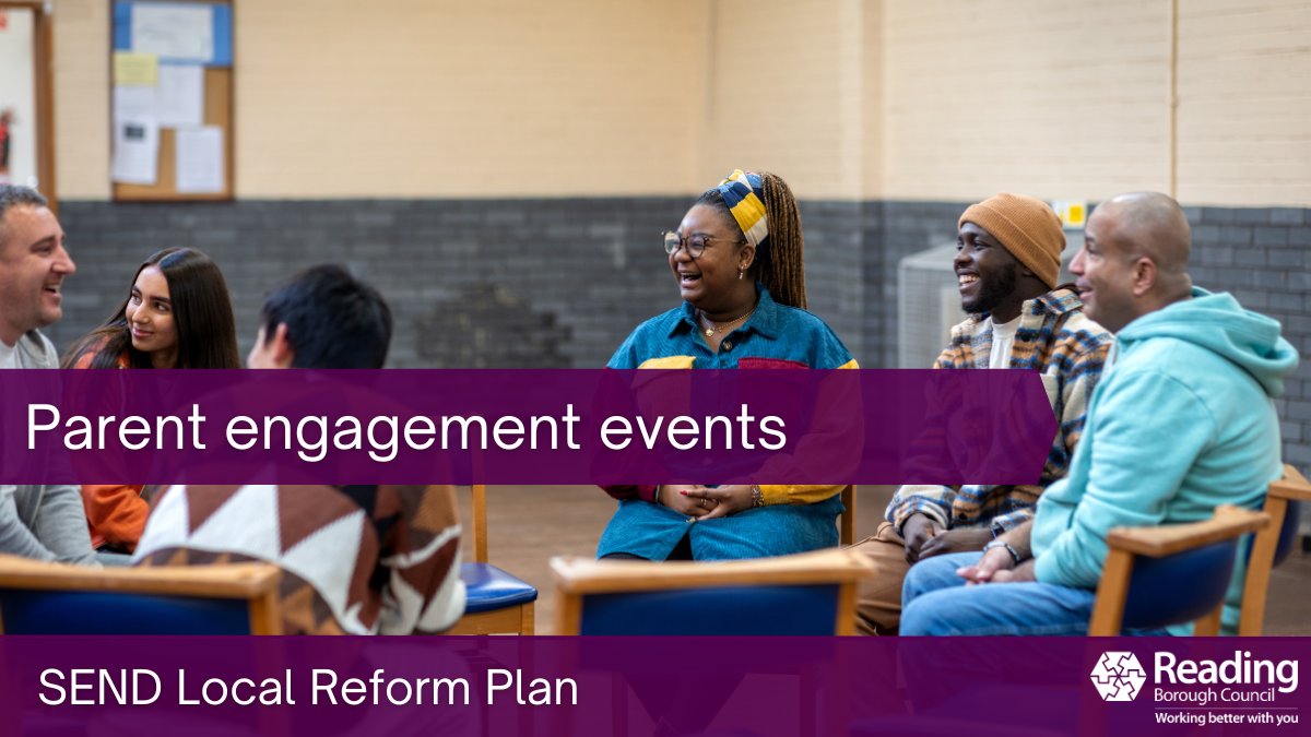 ReadingCouncil's tweet photo. We are hosting a series of parent engagement events over the summer on our approach to the national SEND Local Reform Plan. These sessions will share our approach to the reforms, look at the current provision and need, and help us to develop a School Place Strategy for consideration in October.

The first of these events will be held at South Reading Family Hub (main hall), this Friday 3 July, 10am - 12noon. No booking is required and we hope to see you there. 

📍 South Reading Family Hub: 252 Northumberland Avenue, RG2 7QA