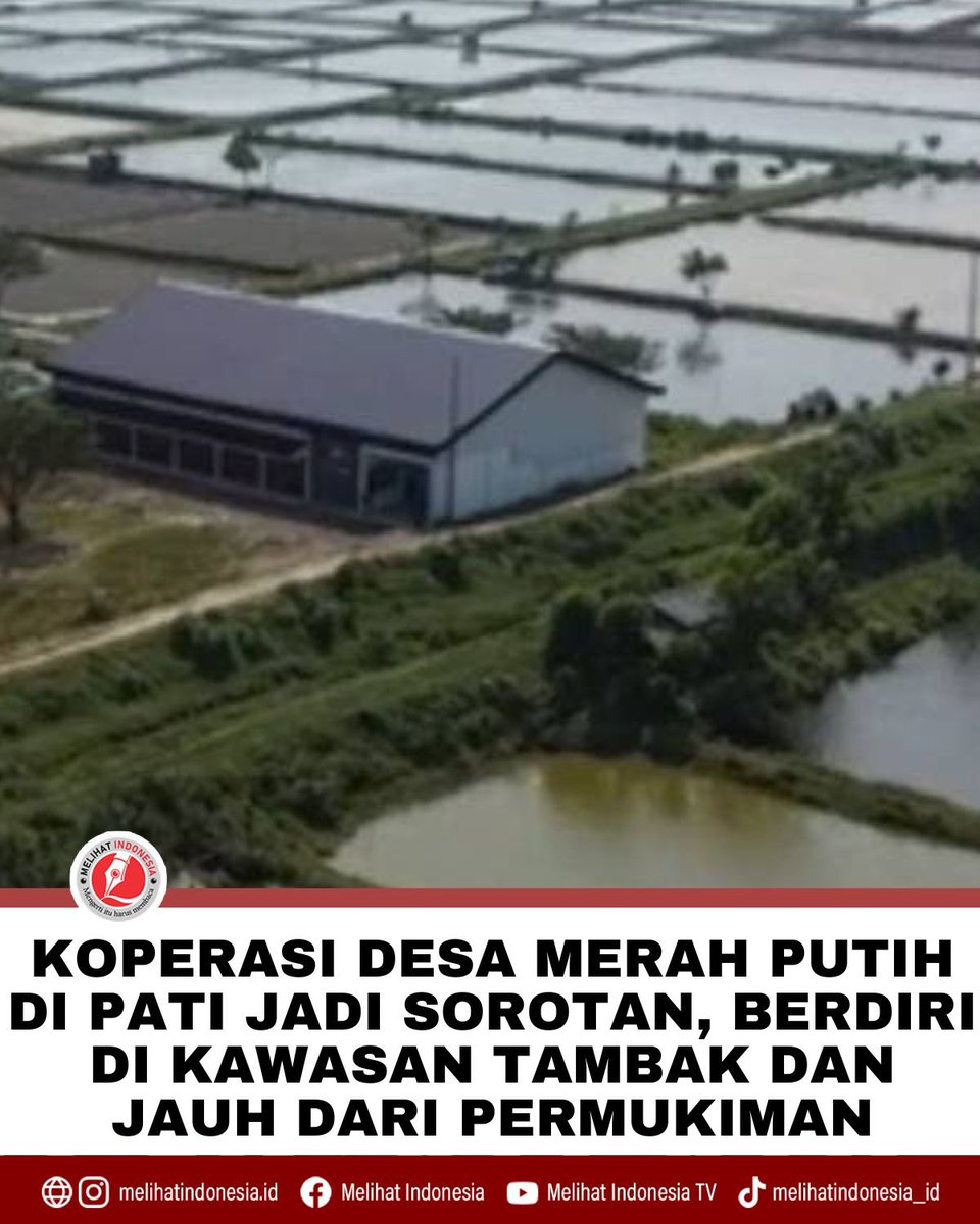 Melihat_Indo's tweet photo. Koperasi Desa Merah Putih di Pati Jadi Sorotan, Berdiri di Kawasan Tambak dan Jauh dari Permukiman

Keberadaan bangunan Koperasi Desa Merah Putih di Desa Langgenharjo, Kecamatan Margoyoso, Kabupaten Pati, Jawa Tengah menjadi perhatian warga. Lokasi koperasi dinilai kurang strategis karena berada di kawasan tambak ikan, jauh dari pusat permukiman, serta memiliki akses jalan yang masih berupa tanah.

Sejumlah warga mempertanyakan pemilihan lokasi tersebut. Menurut mereka, rencana awal pembangunan koperasi sebenarnya akan ditempatkan di area lapangan voli yang berada di tengah permukiman sehingga dinilai lebih mudah dijangkau masyarakat.

Namun, rencana itu akhirnya tidak dilanjutkan setelah mendapat penolakan dari warga. Lapangan voli tersebut masih aktif dimanfaatkan sebagai fasilitas olahraga dan ruang kegiatan masyarakat, sehingga keberadaannya dinilai perlu dipertahankan.

Akibat perubahan lokasi tersebut, bangunan Koperasi Desa Merah Putih kemudian dibangun di kawasan tambak. Kondisi ini memunculkan berbagai tanggapan dari masyarakat yang menilai akses menuju koperasi kurang memadai karena masih berupa jalan tanah dan lokasinya relatif jauh dari aktivitas warga sehari-hari.

Menanggapi sorotan tersebut, Kepala Desa Langgenharjo menegaskan bahwa penentuan lokasi pembangunan telah dilakukan sesuai prosedur. Ia menyatakan keputusan tersebut merupakan hasil musyawarah bersama yang melibatkan pihak-pihak terkait di tingkat desa.

Pemerintah desa berharap keberadaan Koperasi Desa Merah Putih tetap dapat memberikan manfaat bagi masyarakat, meskipun lokasinya menuai perhatian. Ke depan, pengembangan akses menuju kawasan koperasi diharapkan dapat mendukung operasional dan mempermudah masyarakat memanfaatkan layanan yang tersedia.