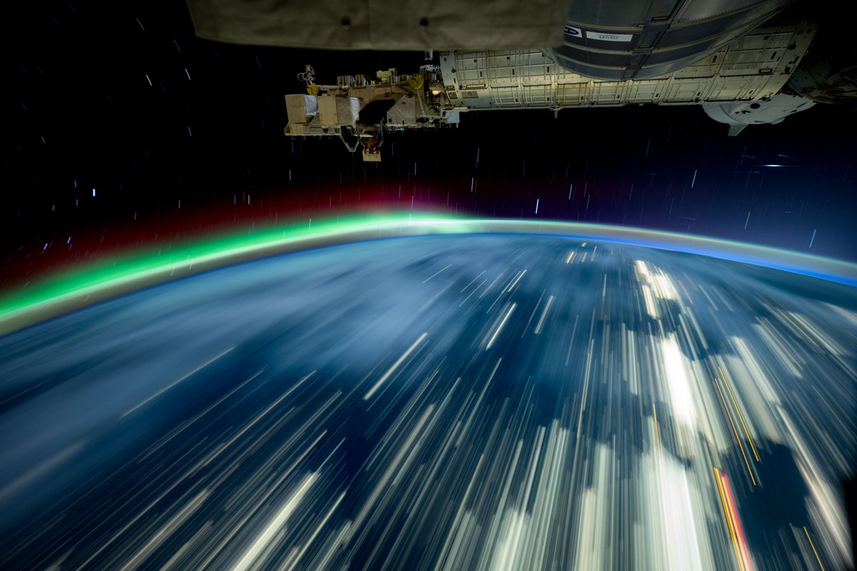 NASAJohnson's tweet photo. Fireworks? The auroras said: watch this.

The 4th of July is coming up, but astronauts aboard the @Space_Station often witness their own version of a light show as auroras ripple across our planet. These brilliant displays occur when solar particles collide with Earth’s magnetic field, creating glowing curtains of color that shift and shimmer in real time. Observing auroras from orbit helps researchers study how the Sun influences Earth’s environment.