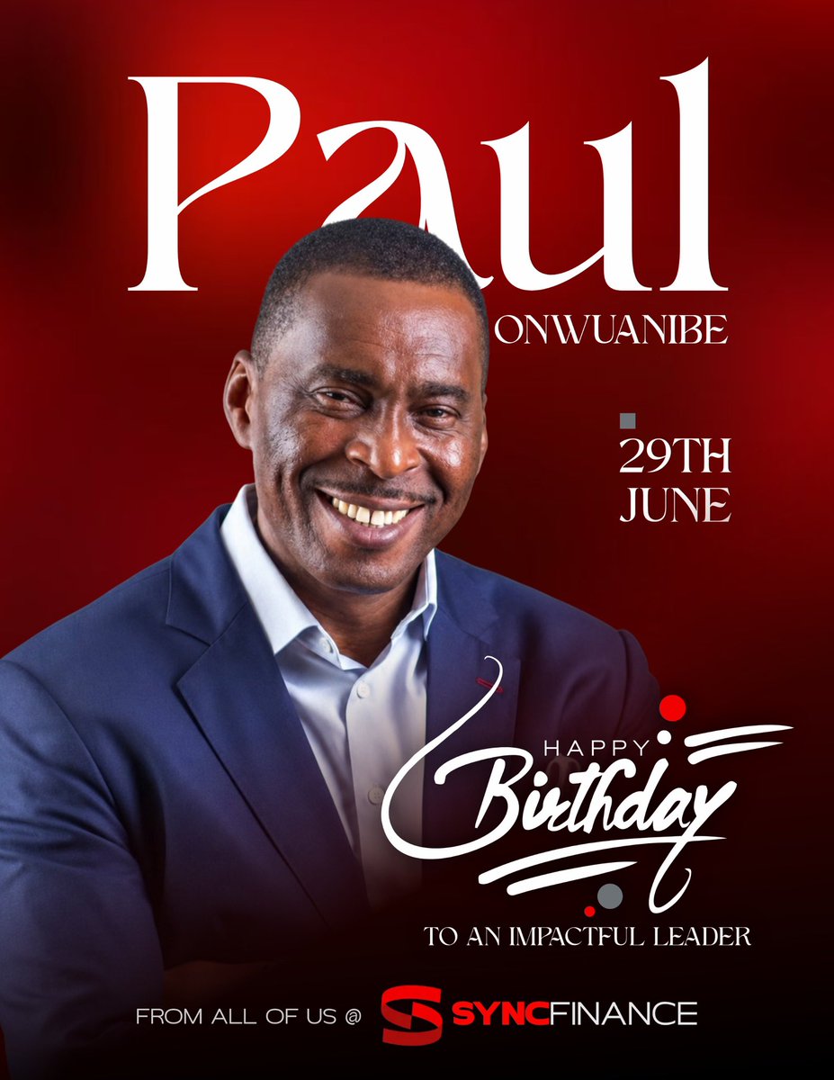 syncfinanceng's tweet photo. Happy Birthday to an Impactful Leader!

Today, we celebrate Mr. Paul Onwuanibe, a visionary leader whose dedication, innovation, and unwavering commitment continue to inspire excellence and create lasting impact.

May this new year bring you continued success. https://t.co/QHlg9nv1cR