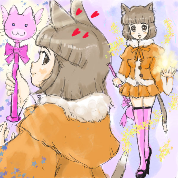 「魔猫少女とろにゃん ※まねっこ少女と読む」|とろろ（星尾 登路郎）＠昭和の古狸のイラスト