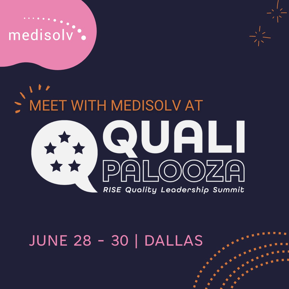 Medisolv's tweet photo. We're heading to RISE Qualipalooza this week! ✈️ If you'll be in Dallas for the RISE events, we'd love to connect and talk about what's next in healthcare quality, value-based care, AI, and performance improvement. #Qualipalooza #RISESummit #ValueBasedCare #Medisolv https://t.co/mg2PL0JK3t
