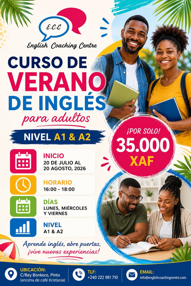 EnCoachingC_eg's tweet photo. ¡Haz que este verano cuente!
📚 Cursos Intensivos de Inglés para niños y adultos en English Coaching Centre.

✅ Clases dinámicas
✅ Profesores cualificados
✅ Grupos reducidos
✅ Plazas limitadas

¡Invierte en tu futuro! 

📩 Contáctanos para más información.

#AprendeInglés https://t.co/cujKOoinSQ