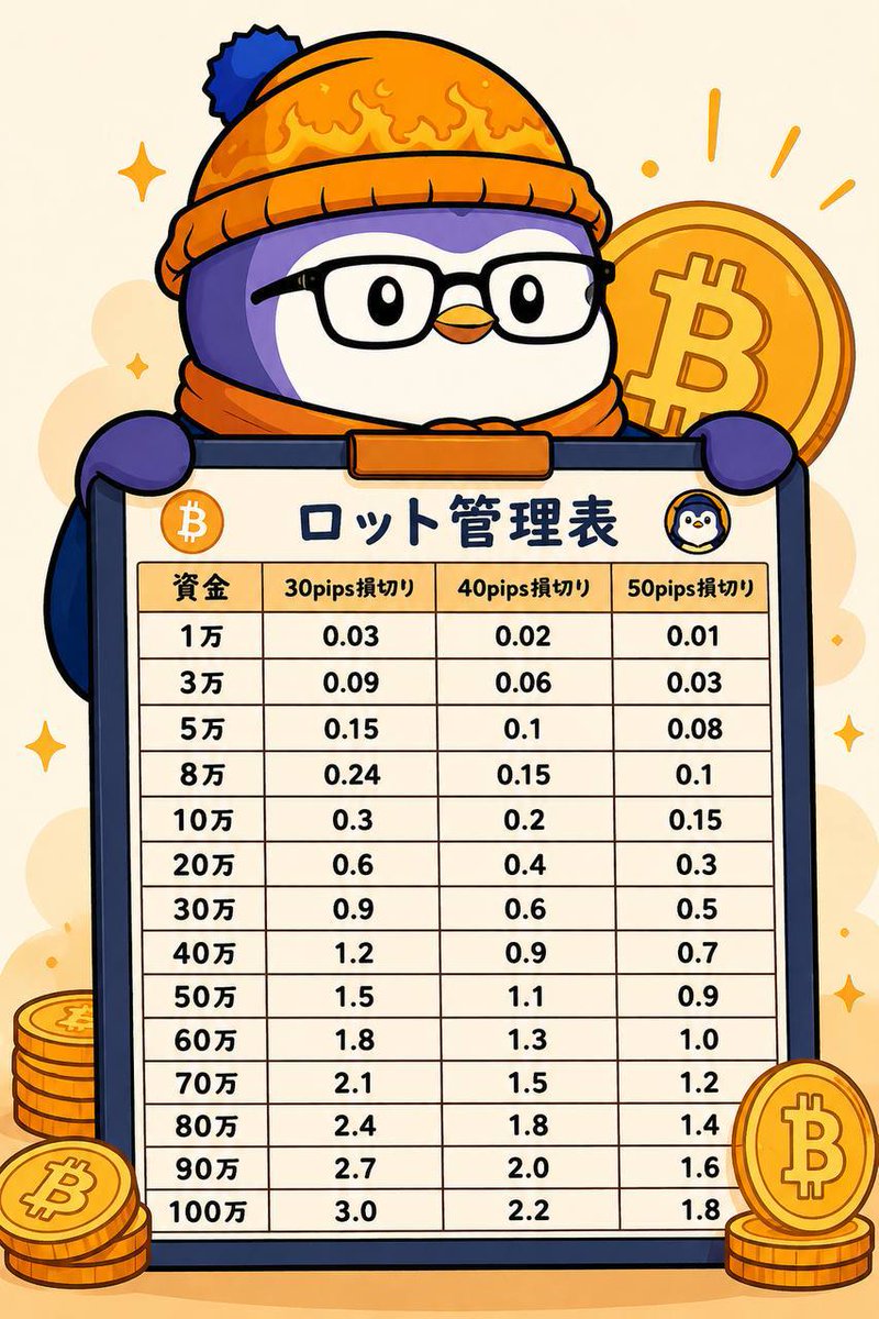 honezo_bit's tweet photo. 資金管理で悩む人向けに 
資金別のロット表を作ったで

相場は勝つことより
 退場せんことが大事。

まずは長く続けられる資金管理からや https://t.co/YRavU7UPmC