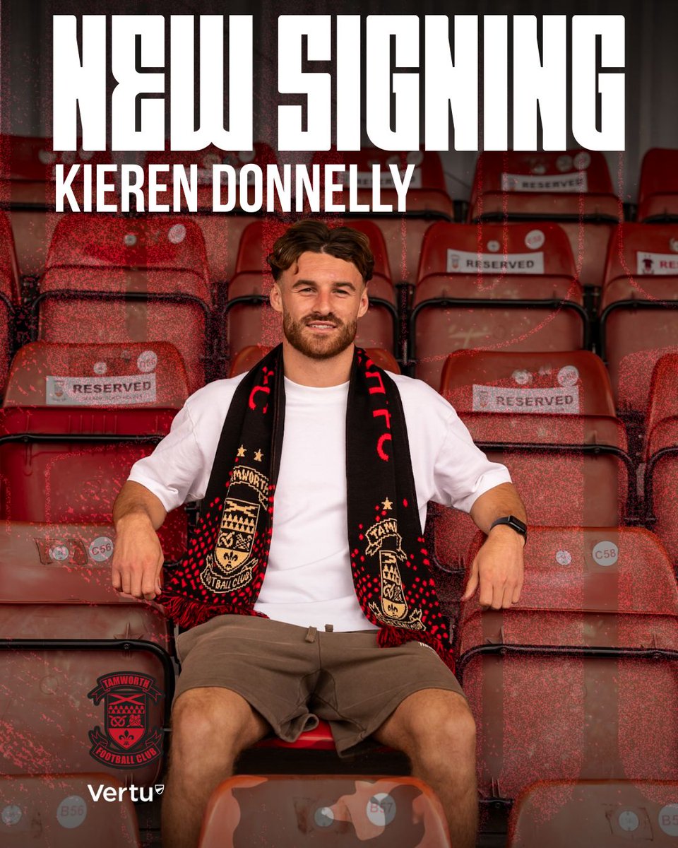 tamworthfc's tweet photo. Summer signing number 11!🚨

Welcome to Tamworth, Kieren Donnelly!😍

Donnelly joins The Lambs off the back of firing Kidderminster Harriers into the National League scoring in both the semi final and final of the playoffs⚽

Great to have you with us, Kieren🐑

Read all about it here: https://t.co/VxHOH1GoVw

#vertunissantamworth #COYL