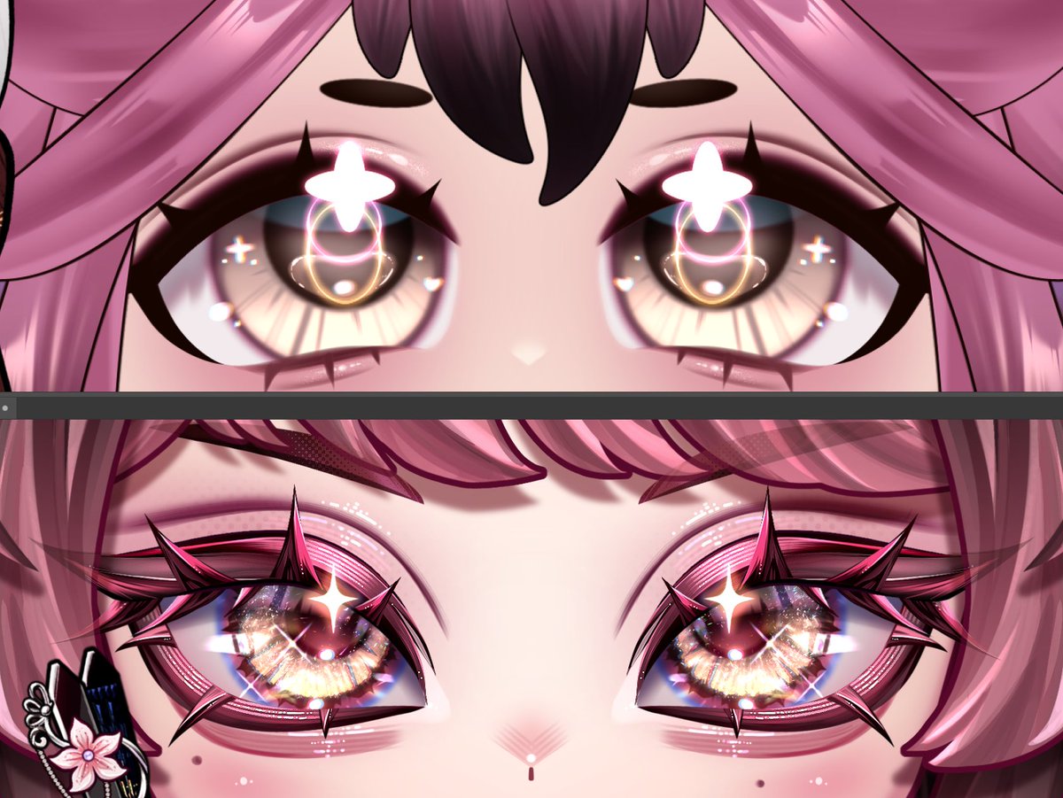 linori_nguyen's tweet photo. My chibi Vtuber eye rendering evolution 👁️👄👁️

2025 vs. 2026 https://t.co/oJZoBZkp13