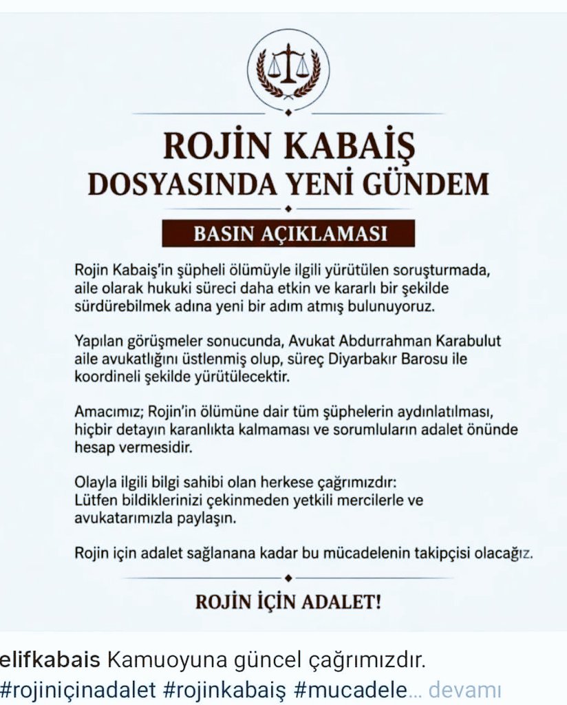 ahmetkabais's tweet photo. Rojin kabaİş kızımızın Avukatlığını üstlenen sayın Abdurrahman karabulut a Teşekkür ederiz @avkrblt   #RojinKabaişİçinAdalet https://t.co/LF3qFZ00ln