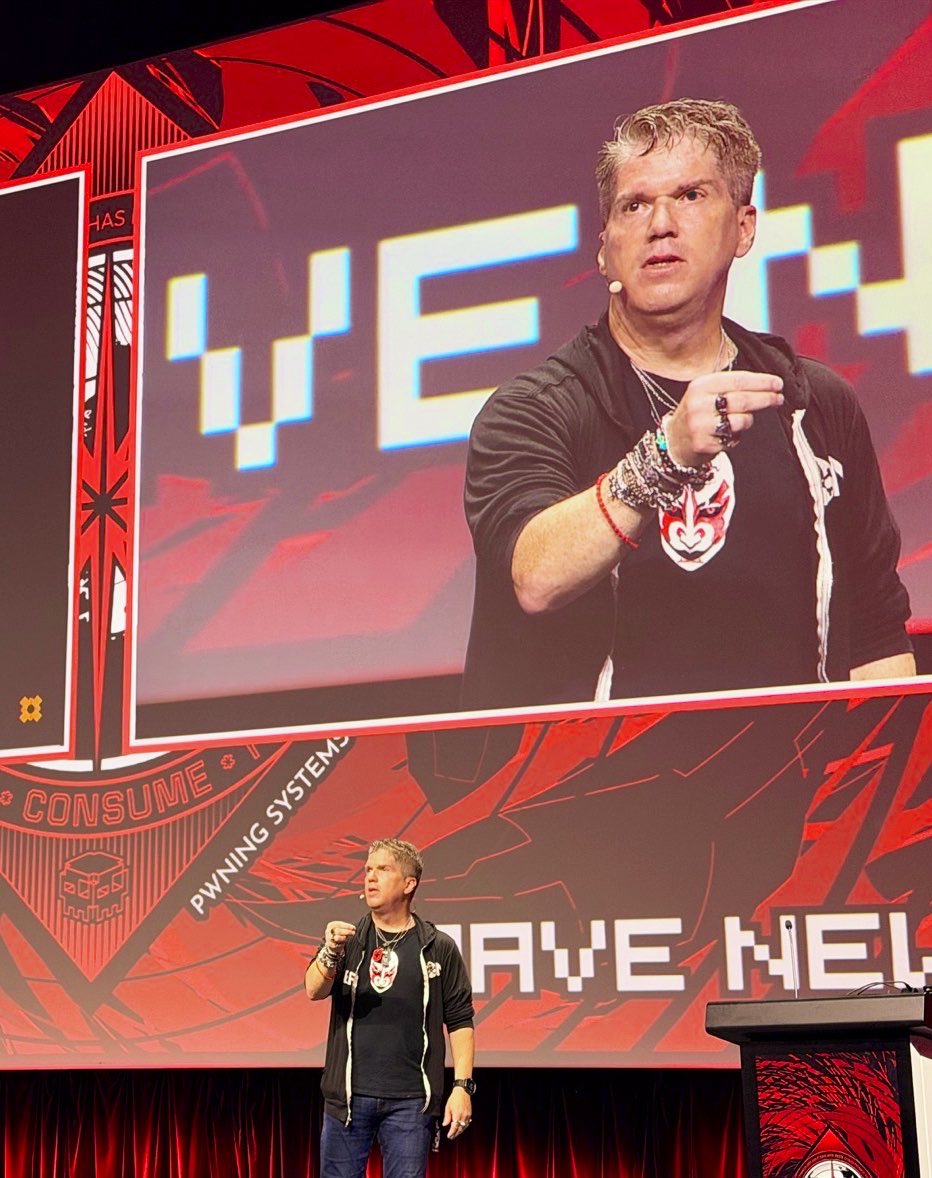 jaysonstreet's tweet photo. Huge shout out to my #EmotionalSupportHuman & Amazing @CovertSwarm Hive buddy Steve! For these really cool pictures of me kicking off day 2 at @_leHACK_! I know it’s difficult to get even a semi decent pic of me not looking like Labyrinth goblin! 😁 #HackerAdventures https://t.co/bmTNaVWfox