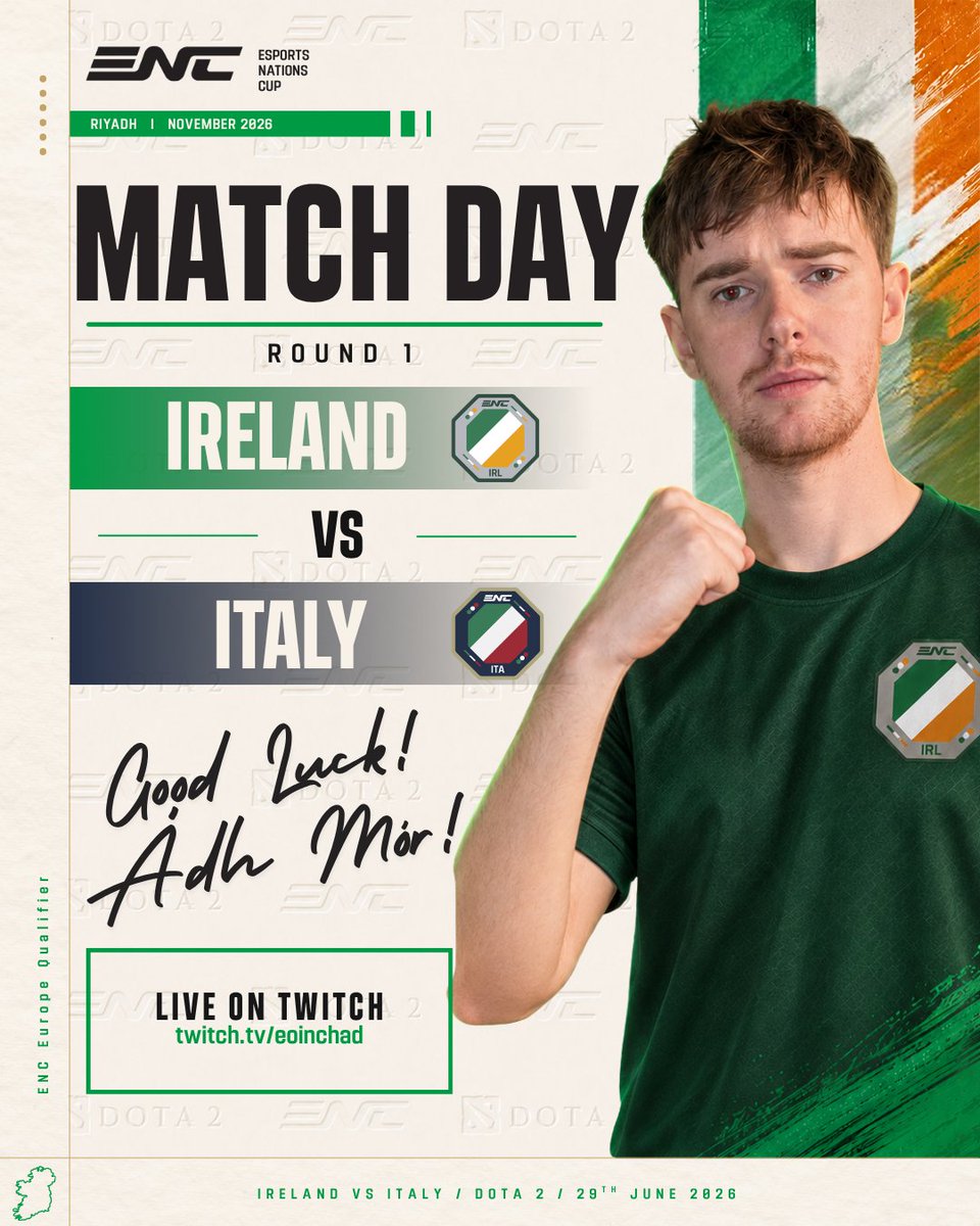 TeamIRL_Esports's tweet photo. Round 1 for Team Ireland is live now! 🇮🇪

@TeamIRL_Esports VS @TeamITA_Esports 

Best of luck to the Boys in Green! ☘️ https://t.co/hSjO41IUeS