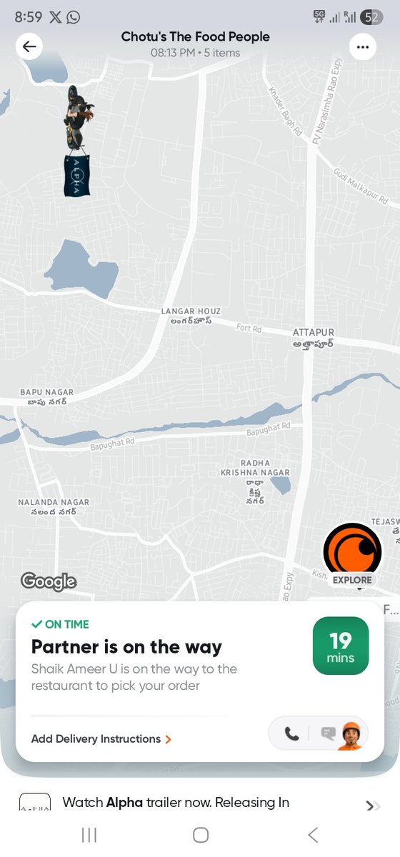 viplove_sorte's tweet photo. @Swiggy @SwiggyCares 
Restaurant has prepared order. There is no status of your rider. He is in different location and is not received any call. And your customer support is pathetic and unresponsive as usual. Please assign other rider and deliver . https://t.co/cLHeGB2YOo