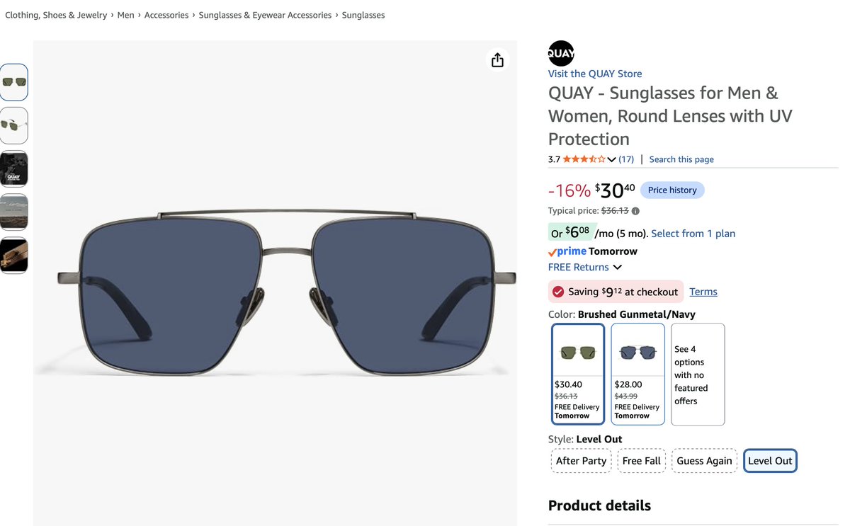 Pricerrors's tweet photo. $21 QUAY AVIATOR SUNGLASSES (78% OFF)

Clip coupon, normally $95 retail at other retailers

Great everyday brand from Australia 🦘

https://t.co/ZIj09TsMMT #ad
