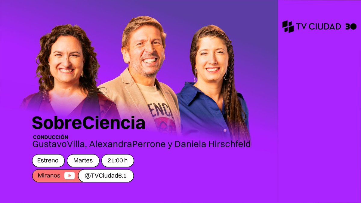 TVCIUDADuy's tweet photo. ¡Martes!
Hoy en #TVCiudad
📰 8:30, 13 y 18:55h #InfoCapital • En vivo
🧉 9h #CiudadViva • En vivo
🤸♀️ 11h #EnMovimiento
📲 14h #Conexiones • Repetición
🎲 17h #PaseoAnimado
🗣️ 18h #Testigos • Mariano Arana - año 1999
🔎 20h #LadoB • En vivo
🧪 21h #SobreCiencia • Estreno
🎭 23h #MiráMontevideo • Estreno
Seguí @TVCIUDADuy
#TVCiudad30años
