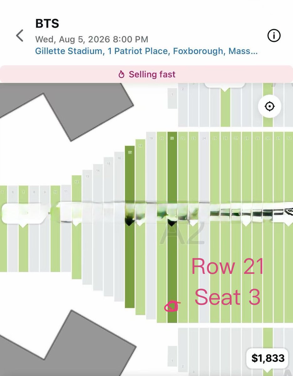 SALMON__95's tweet photo. #WTS 1 BTS Foxborough 8/5 floor ticket🔥

Sec A2 Row 21 Seat 3
Close to small stage.

$950 negotiable

I’ll be at the concert myself.

Can FaceTime or meet up in person (in NYC). Can do PayPal G&amp;S.

#bts #BTS_WORLDTOUR_ARIRANG https://t.co/YYSZrza1t4