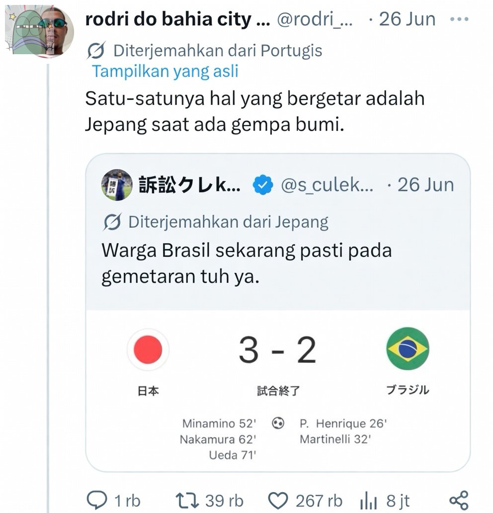 tanyarlfes's tweet photo. 💚 jadi nanti jam 12 malam brazil lawan Jepang di piala dunia, tapi 3 hari terakhir fans mereka pada ribut di Twitter gaes😭😭
dark banget sindirian mereka satu sama lain 😖 https://t.co/v7kpCV1PE8