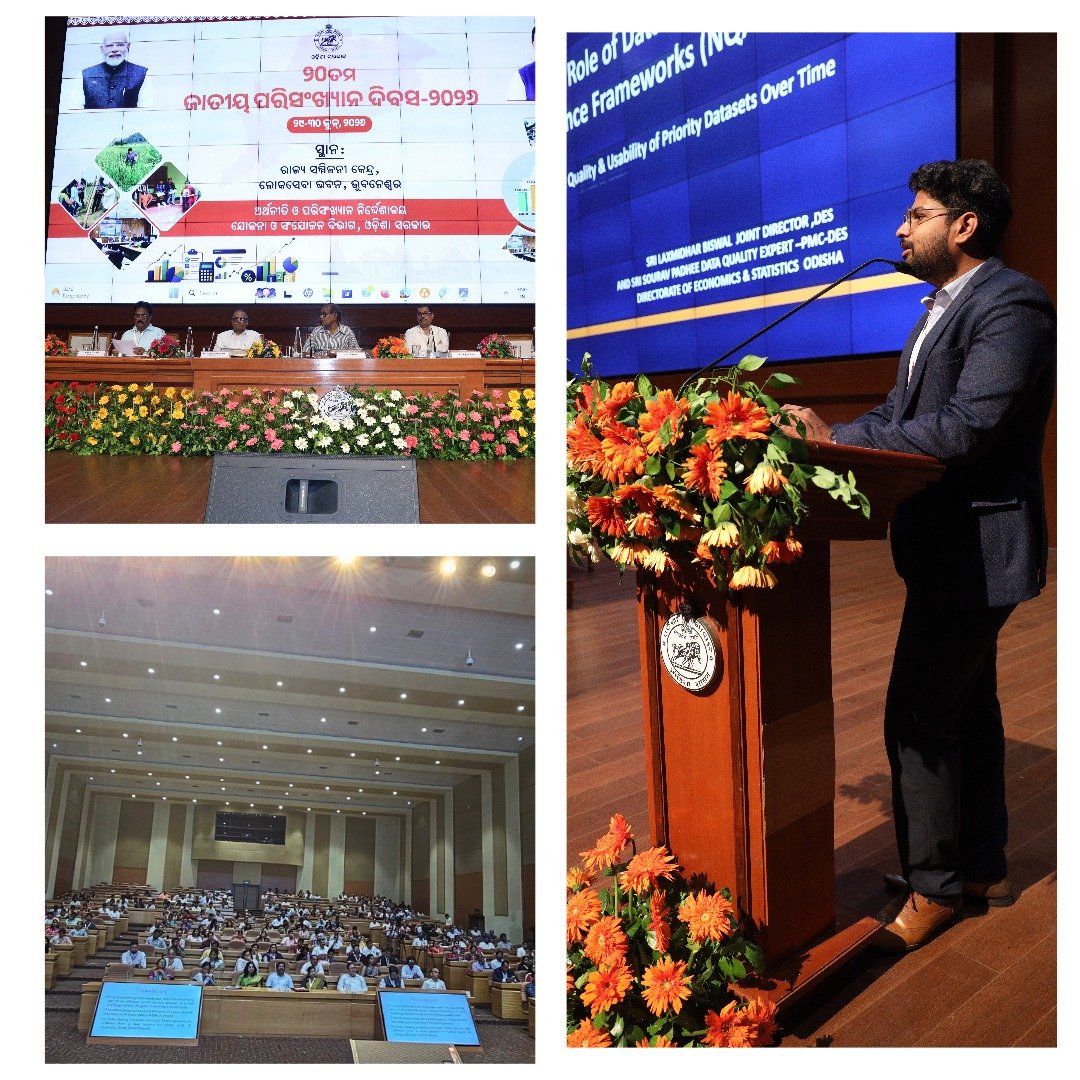 Desbbsr's tweet photo. At #NationalStatisticsDay at @Desbbsr, Sourav Padhee, Assistant Manager, @KPMGIndia, presented on NQAF’s role in strengthening quality &amp; usability of priority datasets—enhancing accuracy, reliability, timeliness and trust in official statistics.

@GoIStats @IPR_Odisha https://t.co/ZRslvBXGCR