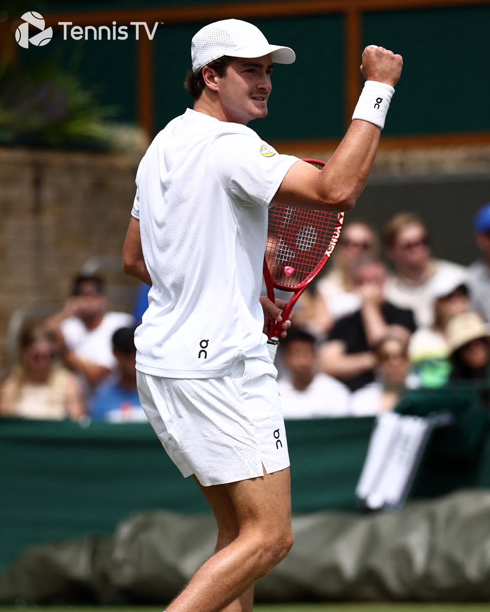 TennisTV's tweet photo. Round Two 🔜🇧🇷 

Joao Fonseca opens his Wimbledon campaign with a 7-6 6-4 6-3 victory over Roberto Bautista Agut! 👏

@Wimbledon #Wimbledon https://t.co/k5FWpqY2QA